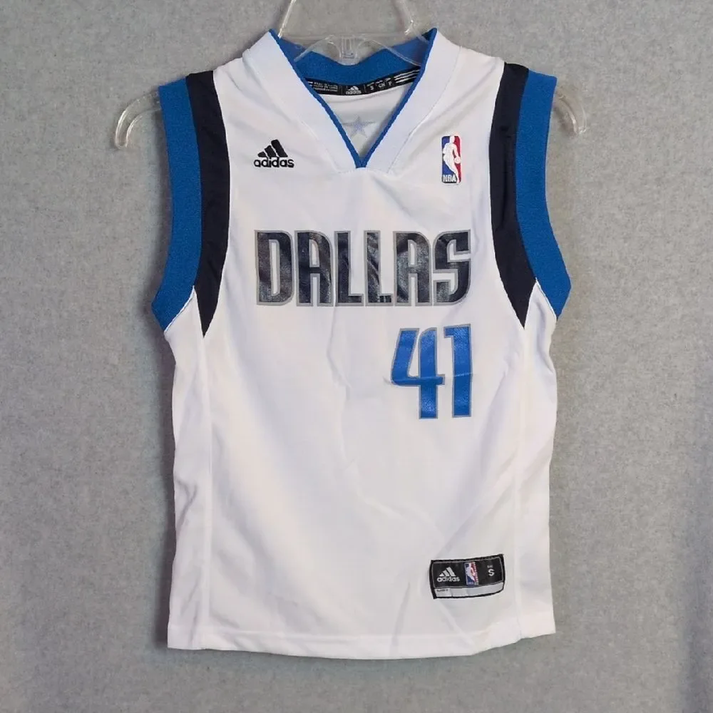 Adidas Dallas Mavericks Dirk Nowitzki 41 White Jersey Youth S
